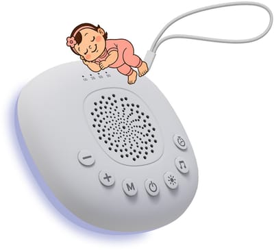 White Noise Machine met Licht van MMOBIEL – 20 Rustgevende Geluiden, Timer, USB-C Oplaadbaar – Slaaphulp met Nachtlampje Wit & Multicolor LED voor Baby, Kind & Volwassenen – Wit