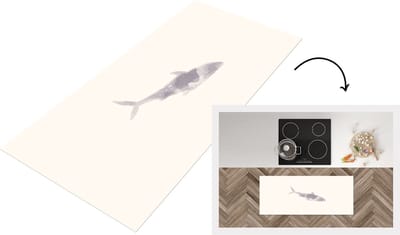 Keukenloper - Loper keuken - Haai - Roofdieren - Zee - Aquarel - 120x50 cm - Keukenloper vinyl