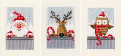 Vervaco - Wenskaart kit - Kerst - Kerstfiguren I set van 3 - PN-0149384 - Borduren - Borduurpakket - Borduurpakket volwassenen - Borduurpakket kind