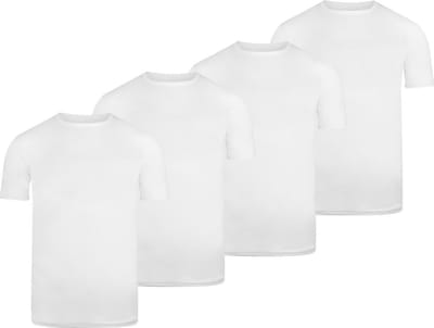 BOXR Underwear - Bamboe T-Shirt Heren - Ronde Hals - Wit - S - Zijdezacht - Thermo Control - Ondershirt Heren - 4-Pack