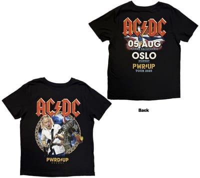 AC/DC - PWR'DUP Norway EU Tour '25 Heren Tshirt - S - Zwart