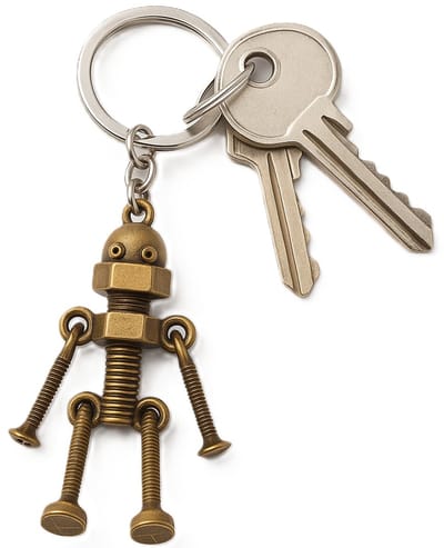 Retro Robot Sleutelhanger I Vintage Sleutelhouder I Sleutelhanger I Schoef Design I Koper