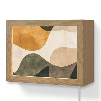 Wandlamp 20x15 cm - Oplaadbaar - Vormen - Okergeel - Abstract - Wandlampen binnen woonkamer - Slaapkamer lamp met kabel - Decoratieve nachtlamp - Vloerlamp snoer