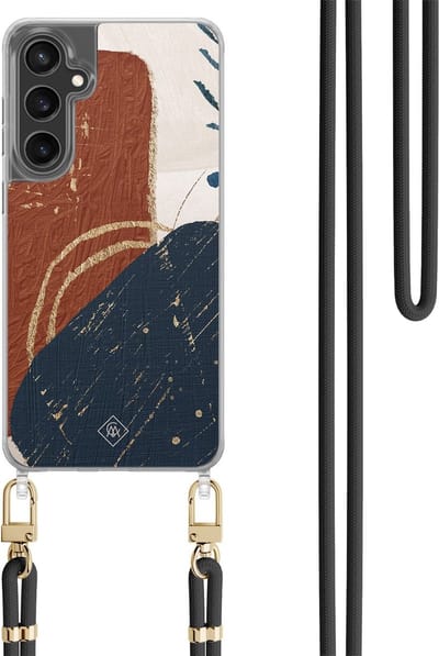 Casimoda® hoesje met koord - Geschikt voor Samsung S24 FE - Abstract Terracotta - Afneembaar koord - TPU/polycarbonaat - Multi
