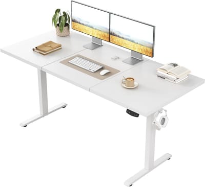 Elektrisch In Hoogte Verstelbaar Bureau Sta-Zit Bureau 130x60 cm Wit