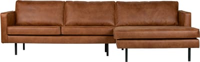 WOOOD Rodeo Chaise Longue Rechts - Leer - Cognac - 85x300x86