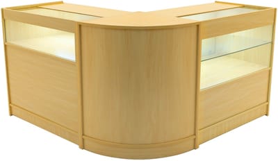 Adonis led-winkeltoonbankset - esdoorn - 240x60x90 cm - helder wit led