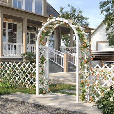 Houten Tuinboog - Rozenboog Prieel - Decoratieve Tuin - Massief Hout Constructie - 210 cm Hoogte - Natuurlijk Hout
