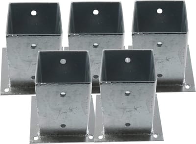 Schroefhulzen Paalhouders - Grondankers Beton - Hekken Plaatsen - Verzinkt Materiaal - 120x120 mm Vierkant - Zilverkleurig