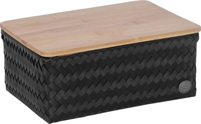 Handed By - Opbergmand met deksel - Mand - Opberger - Speelgoedmand - Woonkamer - Kinderkamer - Babykamer - Top Fit medium high - zwart - black