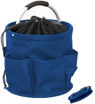 Opvouwbare boodschappenmand met trekkoordsluiting en handvat voor reizen, picknick en winkelen, ideaal cadeau in blauw