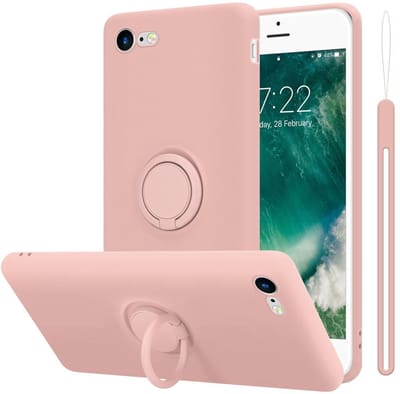 Cadorabo Hoesje geschikt voor Apple iPhone 7 / 7S / 8 / SE 2020 in LIQUID ROZE - Beschermhoes van flexibel TPU silicone Case Cover met ring