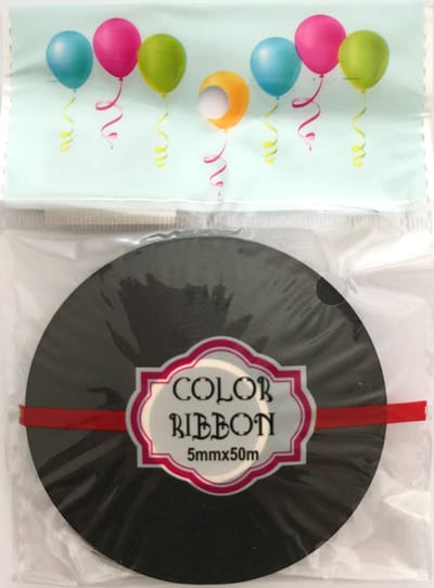 Zwart cadeaulint/krullint/ballonlint - 5 mm. - 50 meter - 1 platte rol in blisterverpakking
