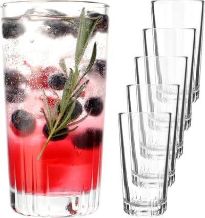KADAX Drinkglazen, set van 6, whiskyglazen, glazenset, robuuste waterglazen, sapglazen, universele glazen, kristalglas, glazen voor water, drankjes, feestjes (344 ml, Leni 6 stuks)