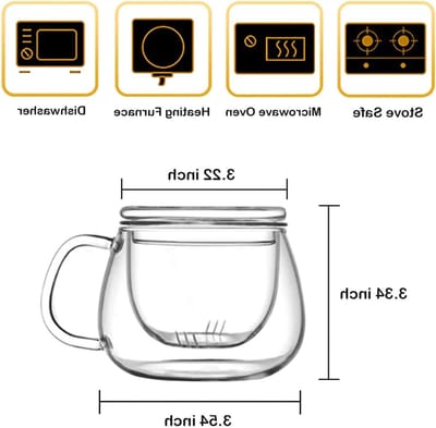 Glazen Theekop met Infuser - Borosilicaatglas - Hittebestendig - Vaatwasmachinebestendig - Voor Theeliefhebbers