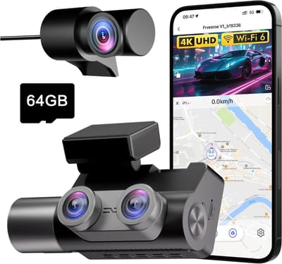 3-Kanaals Dashcam - Auto Camera - Veilig Rijden - 4K UHD Nachtzicht - 3 Inch Scherm - Zwart