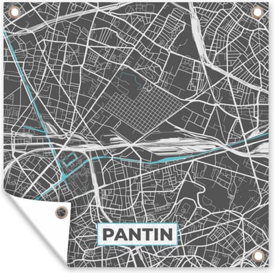 Tuin poster Pantin - Frankrijk - Plattegrond - Stadskaart - Kaart - 200x200 cm - Tuindoek
