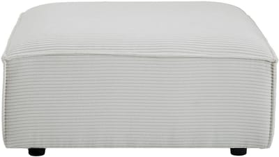 Vente-unique Poef in beige ribfluweel RUZOLO