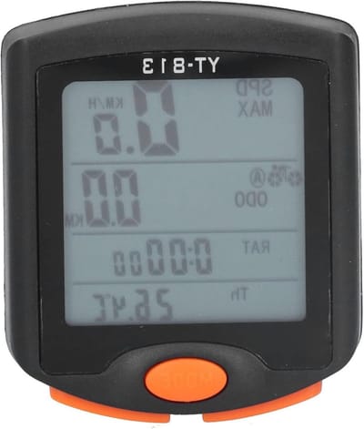 Fietscomputer - Snelheidsmeter - Ritgegevens Bijhouden - 20 Functies - 5.5 x 4.7 cm - Zwart