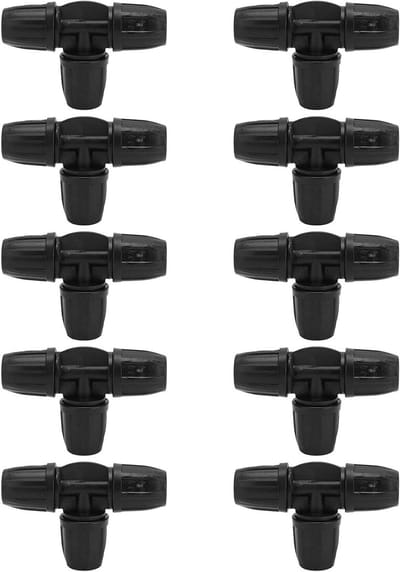 10 Stuks Drip Irrigation T-shirt Fittingen voor Tuinieren, Groenten, en Bloemen - Directe Invoer, Duurzaam ABS Materiaal, Ideaal voor Kassen en Urban Gardening