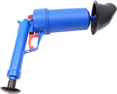 Perslucht pijpreiniger - Toilet ontstopper - Afvoer ontstoppen - 4 bar luchtdruk - 28.5 x 11 cm - Blauw