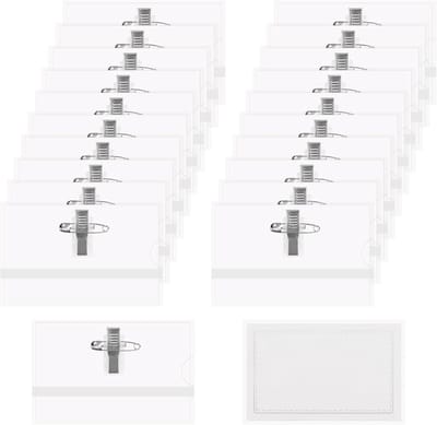 ID-kaarthouders 50 stuks - Kaartenhoezen - Veilige Identificatie - Met clip en broche - 9 x 56 cm - Transparant