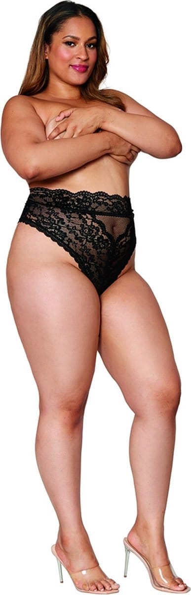Dreamgirl (All) High Waisted Lace Panty black 3X