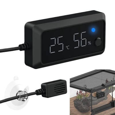 Reptielentemperatuur- en vochtigheidsmeter – digitale hygrometer/thermometer voor reptielenkooi – slangenterrarium accessoires – nauwkeurige klimaatmonitor – perfect voor hagedissenverblijf, huisdierenkweekbak.L