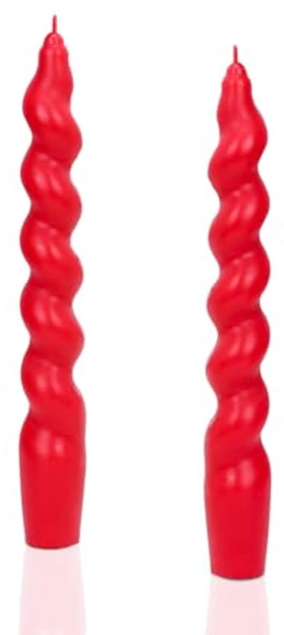Taps Toelopende Spiraal Diner Kaarsen - 18,5 cm, Macaron Rode Gedraaide Kaarsen voor Bruiloften, Halloween, Kerstmis en Verjaardagsfeesten (2 Stuks)
