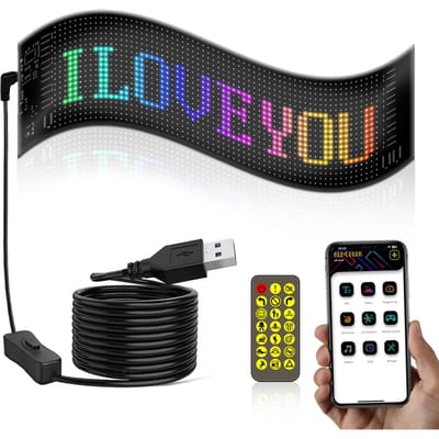 LED Flexibel Display APP BT Auto Reclame Scherm Volledige Kleur Intelligente Voertuig Sticker Zacht 20*64(Right Angle 102*348MM)