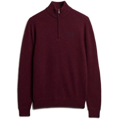 Superdry - Gebreide Essential trui met borduursel en halve rits - Heren - Sweaters