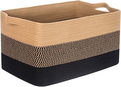 Opvouwbare Opbergmand van Katoen 84L met Handvatten - Vierkante Wasmand voor Woonkamer en Kinderkamer, Ideaal voor Organisatie en Decoratie