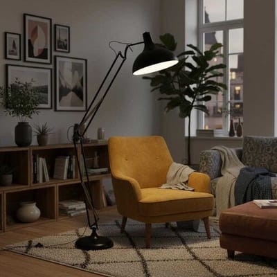 Lusenz - Dorsen - Zwarte Staande lamp Metaal 180 cm - Modern design - Leeslamp - Woonkamer lamp - In hoogte verstelbaar - E27 fitting - Met voetschakelaar