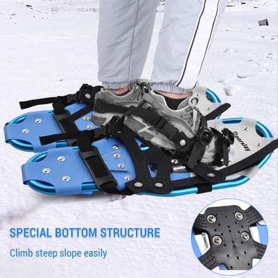 Ensemble Raquettes à Neige et Bâtons de Randonnée Doorslay Équipement d'Aventure Hiver Équipement de Trekking en Montagne Sac de Transport pour 21in bleu