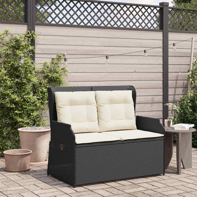 vidaXL Tuinbank Zwart poly rattan
