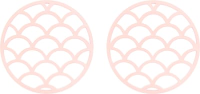 Krumble Pannenonderzetter - Set van 2 - Pannenonderzetter hittebestendig - Pannenonderzetter Siliconen - Pannenonderzettters - Schubben - Diameter 14 - Roze