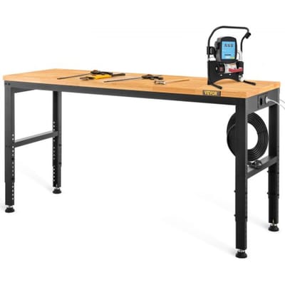 VEVOR in hoogte verstelbare werkbank 183x64x72-97cm met klemtafel, draagvermogen 900 kg, bruine opklapbare gereedschapsbank van koudgewalst staal, multifunctionele werktafel voor magazijn en kantoor