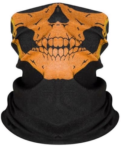 Gezichtsmasker - Balaclava - Bivakmuts - Schedel/skull mask - Doodshoofd - Helmmuts - Winddicht - Wintermasker - Ski/Motor/Outdoor masker - Mondmasker Nekwarmer/halswarmer - Universeel - Oranje - Jony
