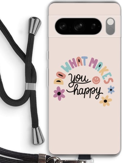 Case Company® - Hoesje met koord geschikt voor Google Pixel 8 Pro hoesje met Koord - Happy days - Telefoonhoesje met Zwart Koord - Bescherming aan alle Kanten en Over de Schermrand