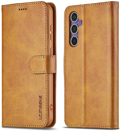 LC.IMEEKE Hoesje - Geschikt voor Samsung Galaxy S25 FE Hoesje - LC.IMEEKE Luxe Book Case - Bruin