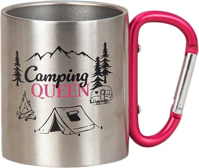 Roestvrijstalen thermobeker met karabijnhandvat - 200 ml - Ideaal voor camping, wandelen en outdoor activiteiten