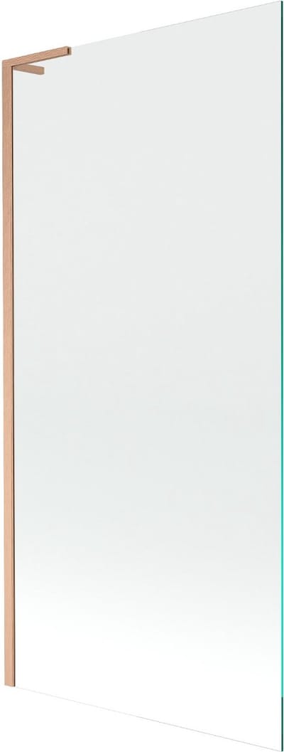 Mexen Next L badwand enkelvleugelig 90 x 150 , transparant, geborsteld koper - 895-090-000-03-00-65