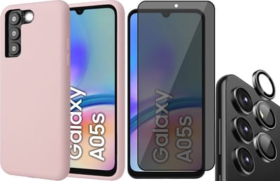 Hoesje geschikt voor Samsung Galaxy A05s - Privacy Screenprotector Volledig Dekkend Glas & Camera Protector - Mat Back Case Roze