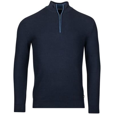 Baileys Trui Half Zip Structure Knit Combed Cotton Dark Blue / male
