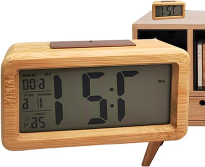Houten Wekker - Digitale Klok - Wakker Worden - Batterij Aangedreven - 13.8 cm - Hout