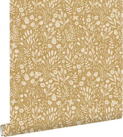 ESTAhome behang bloemetjes okergeel - 50 x 900 cm - 131252