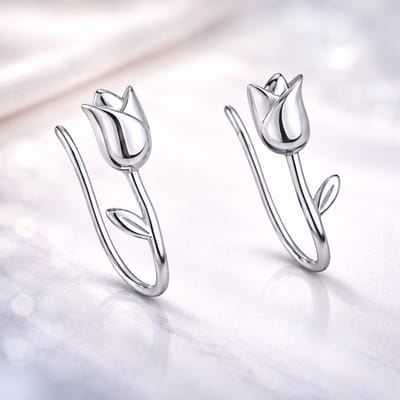 Brendoe - Oorbellen - 925 Zilver - Tulp - Nikkelvrij