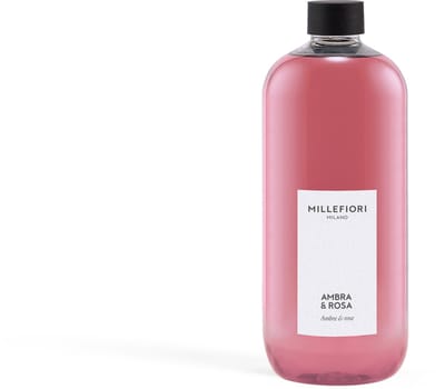 Millefiori Milano - Navulling voor Geurstokjes 500 ml - Ambra & Rosa - 9 tot 12 maanden