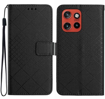 Coverup Hoesje - Geschikt voor Motorola Edge 60 Neo Hoesje - Coverup Rhombus Book Case - Zwart