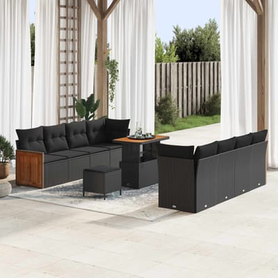 vidaXL - Tuinbank - Set - 11 - st - 11-Aantal - zitplaatsen - Zwart